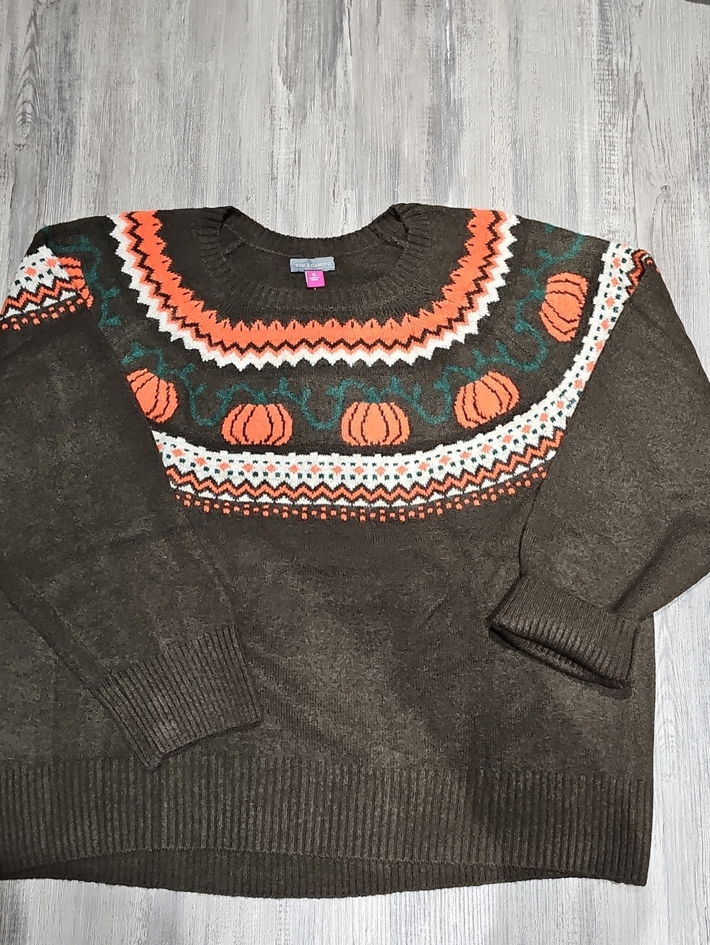 Cozy Pumpkin Fair Isle Sweater - Brown